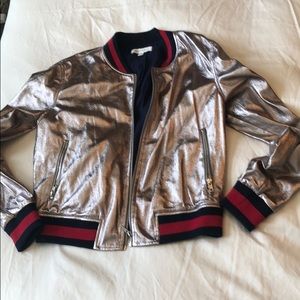 Honey Punch metallic faux leather jacket, size M